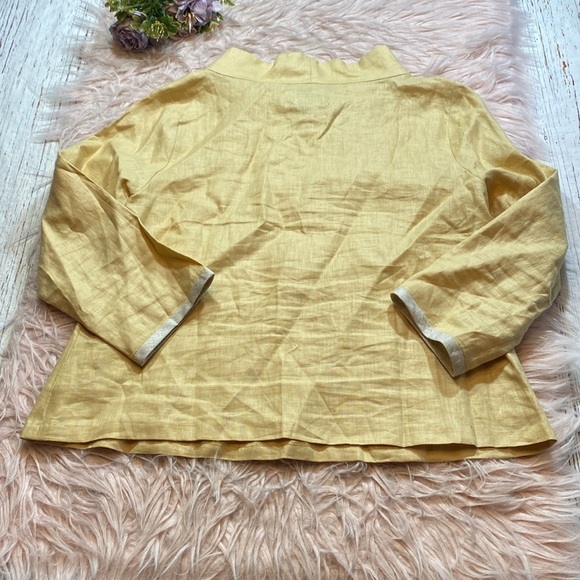 GUM TREE FARM Linen Yellow Top sz M - Picture 8 of 8